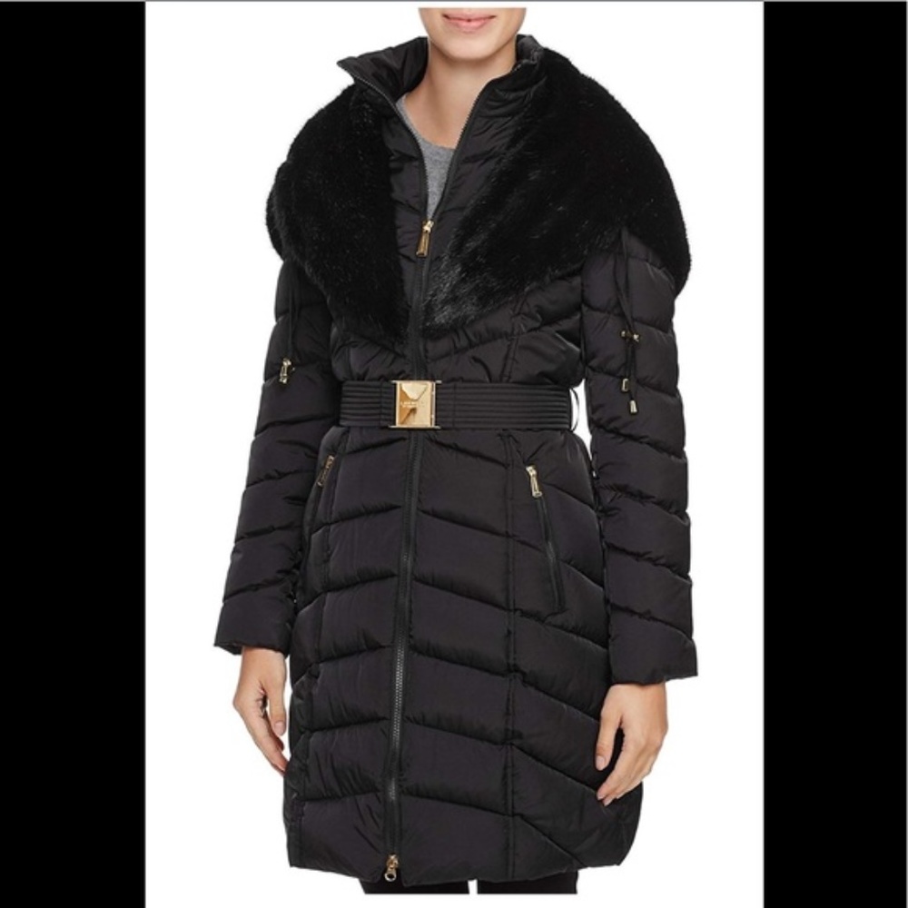 NEW Laundry by Shelli Segal Faux Fur Coat Gold XL
